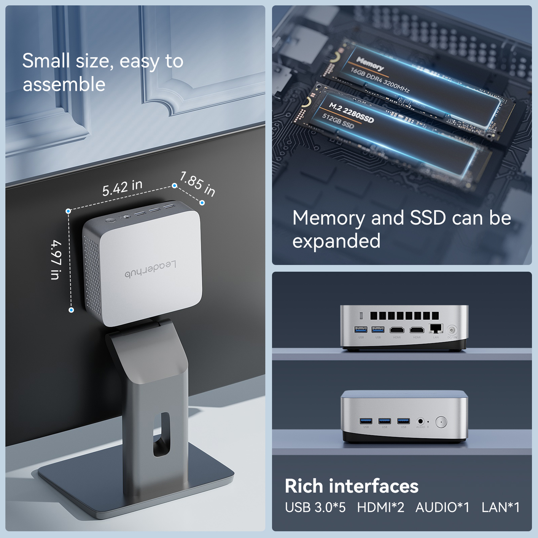 LeaderHub LP5C Mini PC — Intel i5-12450HX 16GB RAM 512GB SSD - Image 8